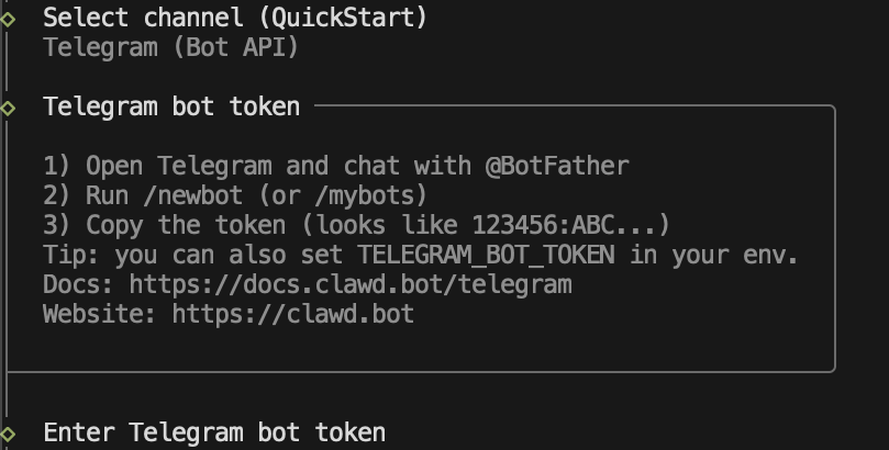 Telegram channel selection
