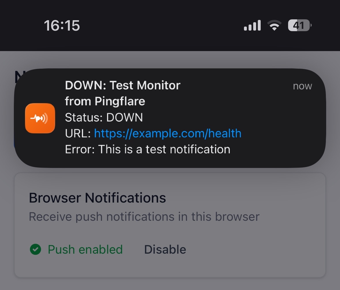 Yes, this is a real push notification on an iPhone